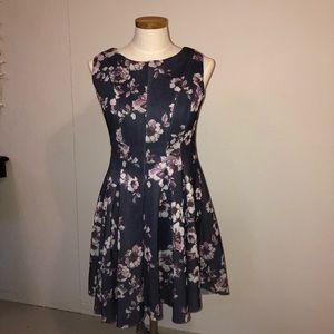 Navy & Purple Floral Dress